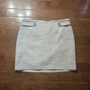 White House Black Market White Tweed Pencil Skirt - Size 12